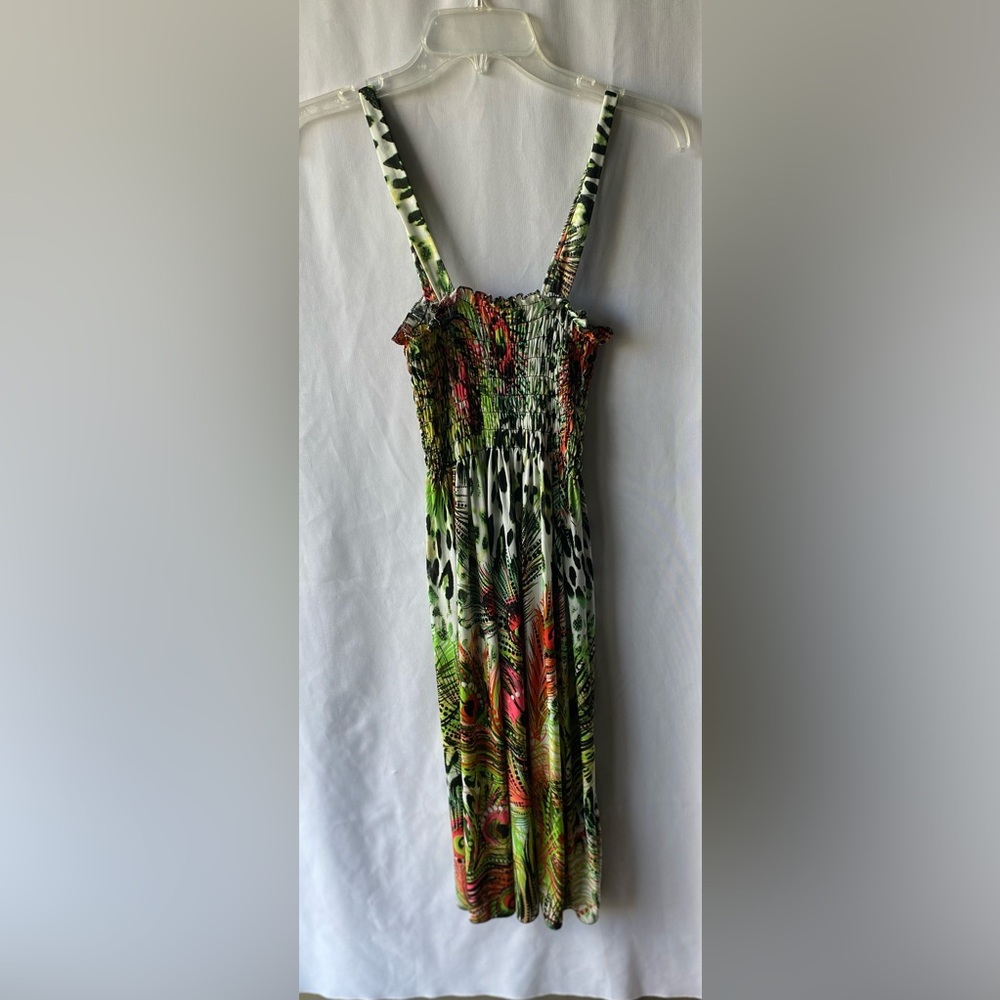 Sini Juniors Size XL (10/12) Peacock Pattern Tube Dress